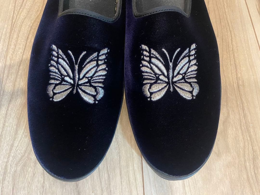 Needles ベルベットミュール ネイビー 8