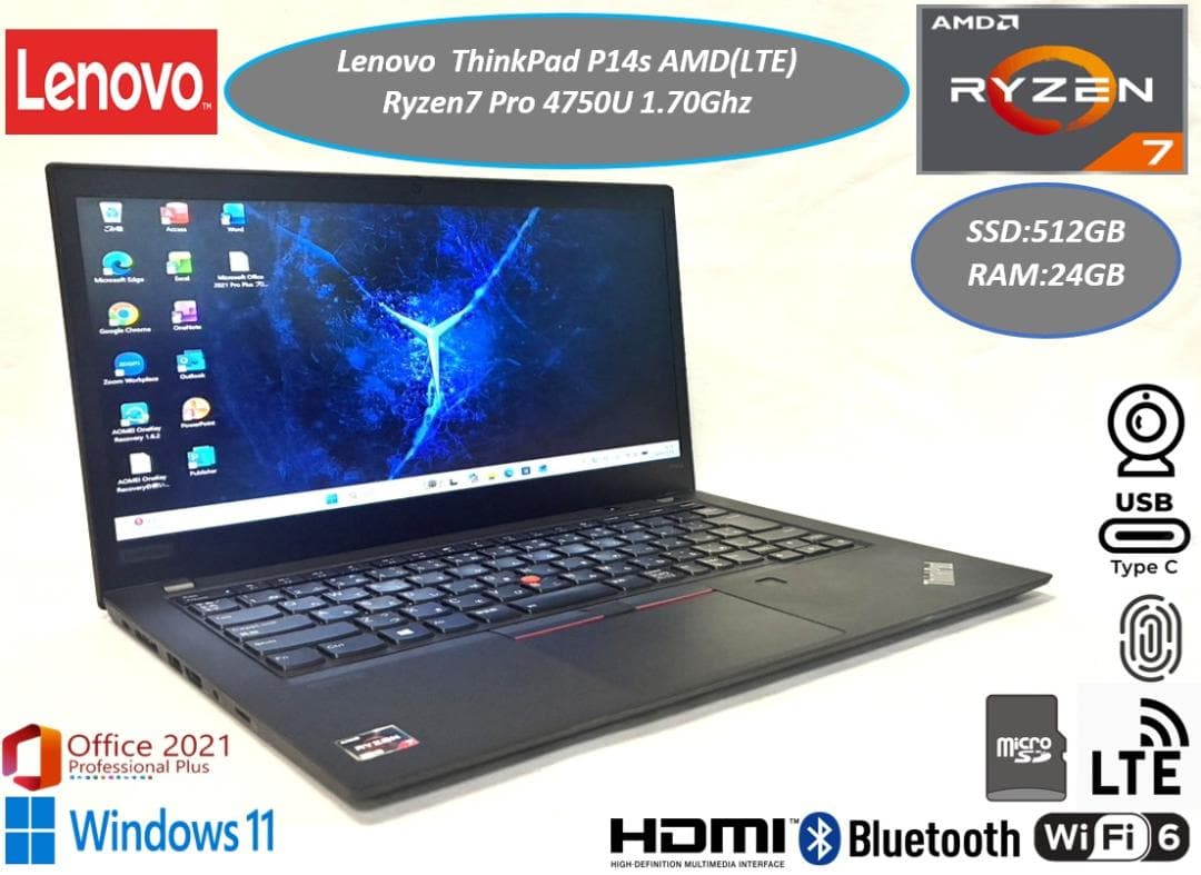 美品 ThinkPad P14s 最上位Ryzen7 LTE メモリ24GB