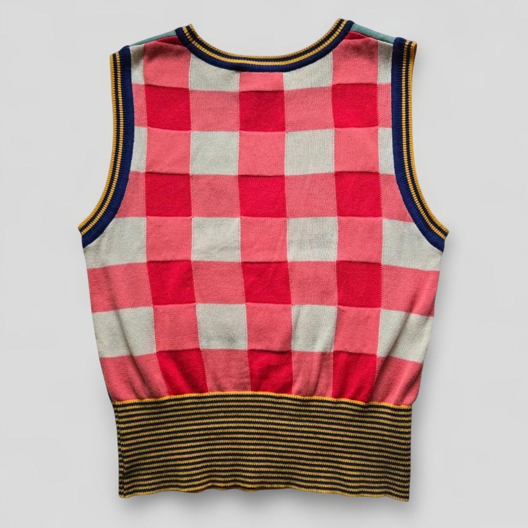 ヴィヴィアンウエストウッド　ドッグ柄 犬 チェック ニット ベスト オーブ刺繍
