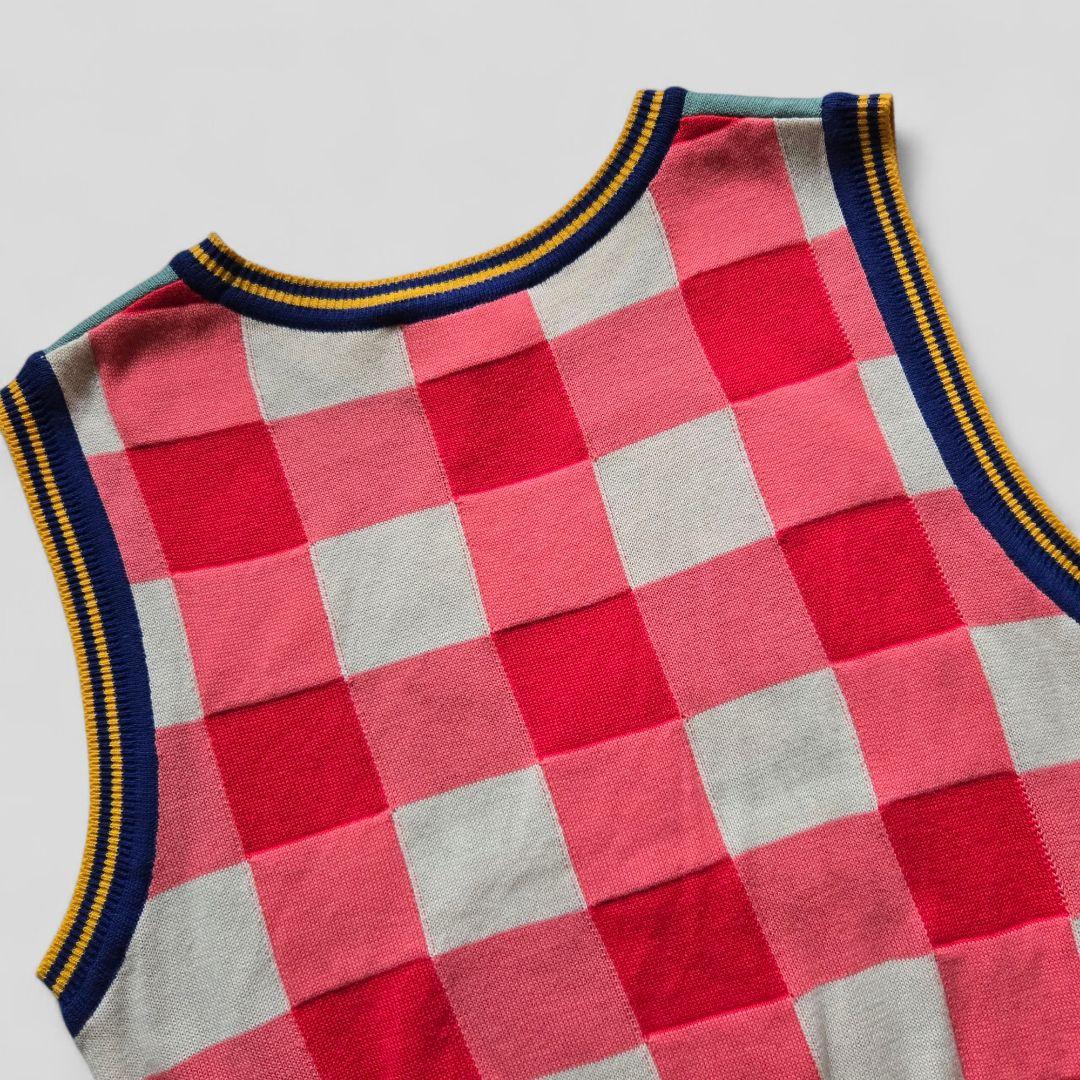 ヴィヴィアンウエストウッド　ドッグ柄 犬 チェック ニット ベスト オーブ刺繍