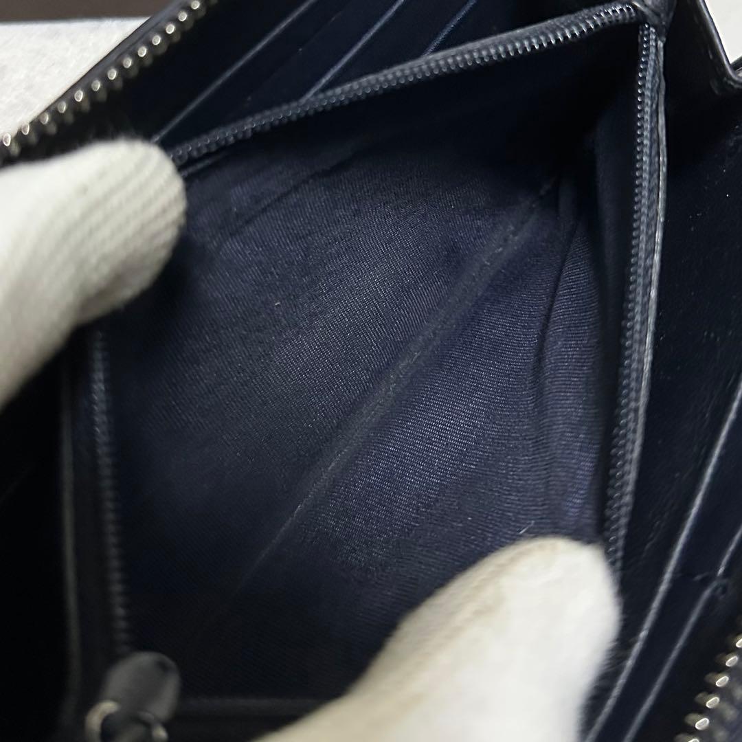 GUCCI グッチ　長財布　シェリーライン　ネイビー　ラウンドファスナー　GG