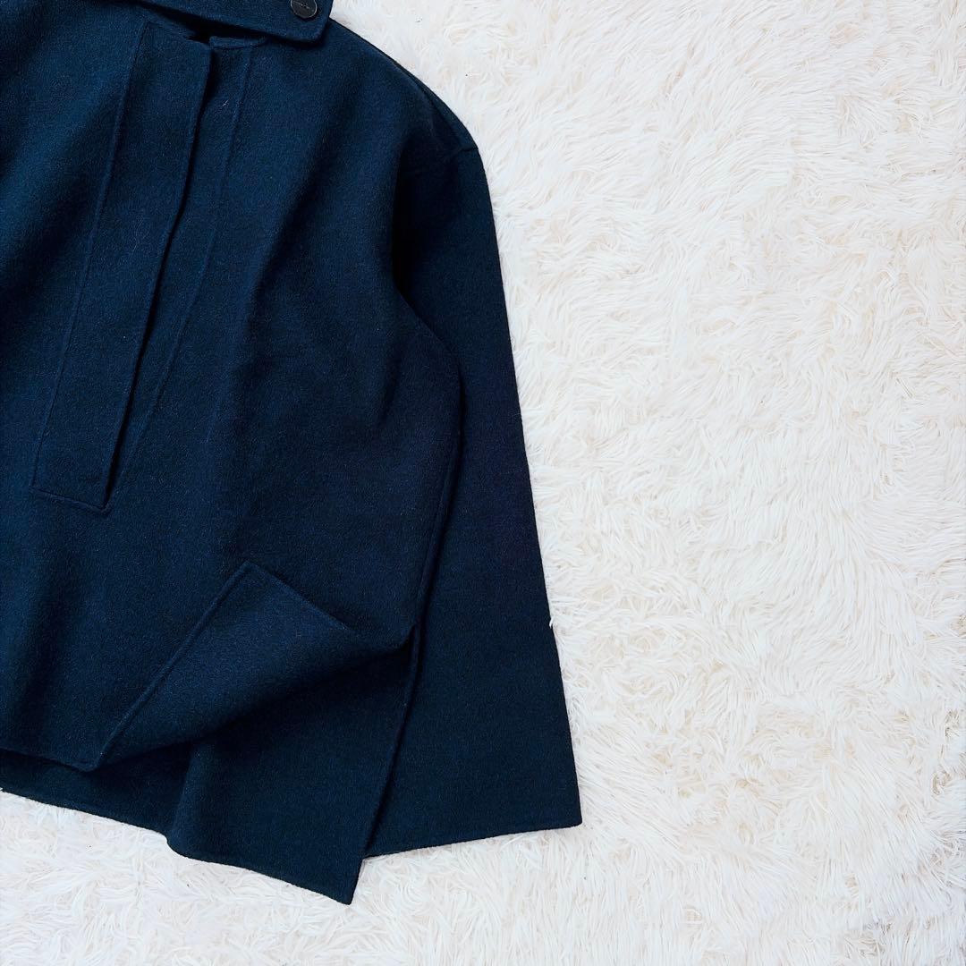 【美品】ソフィードール　ラムウールカシミヤリバーショートコート　ネイビー