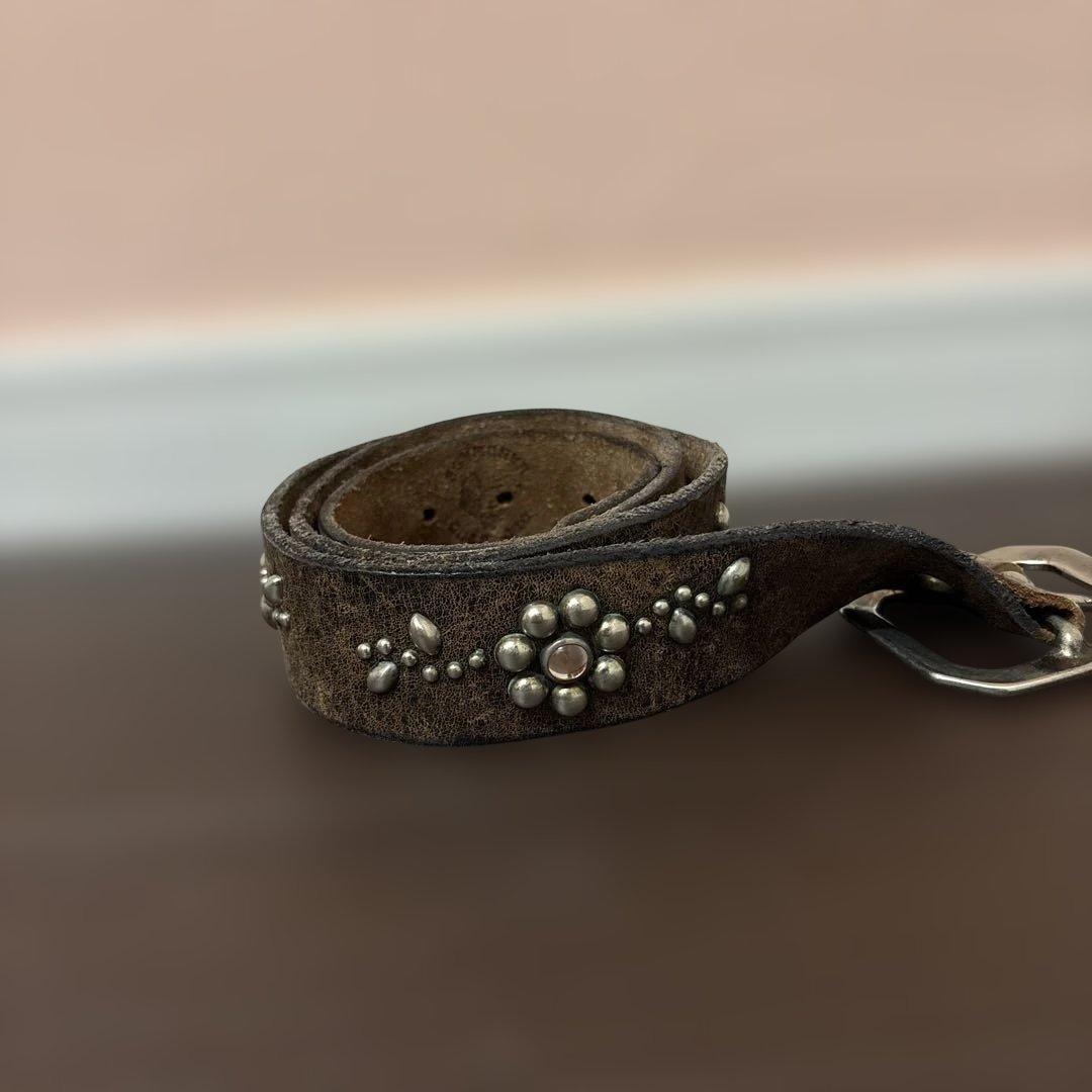 オールドスタッズ　オールドスタッツ　ブラウン 花デザイン ベルト