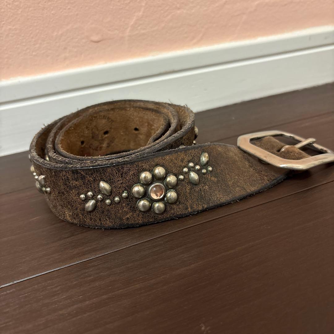 オールドスタッズ　オールドスタッツ　ブラウン 花デザイン ベルト