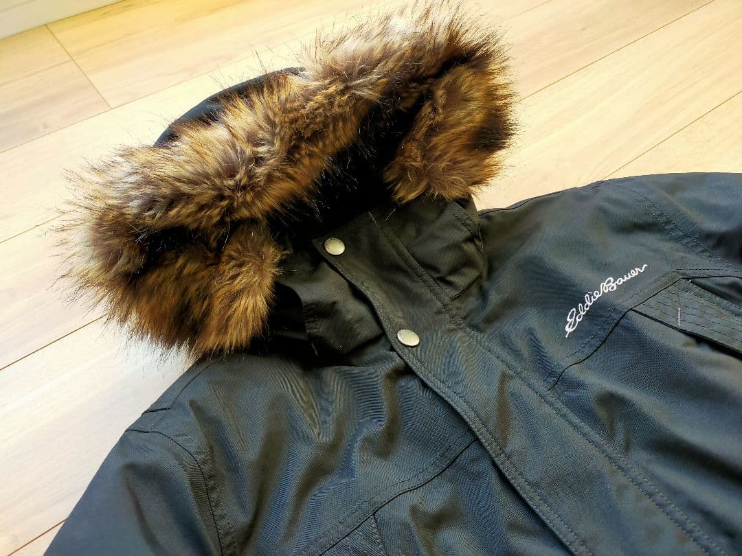 美品 Eddie Bauer エディーバウアーファー付フードダウンコート黒