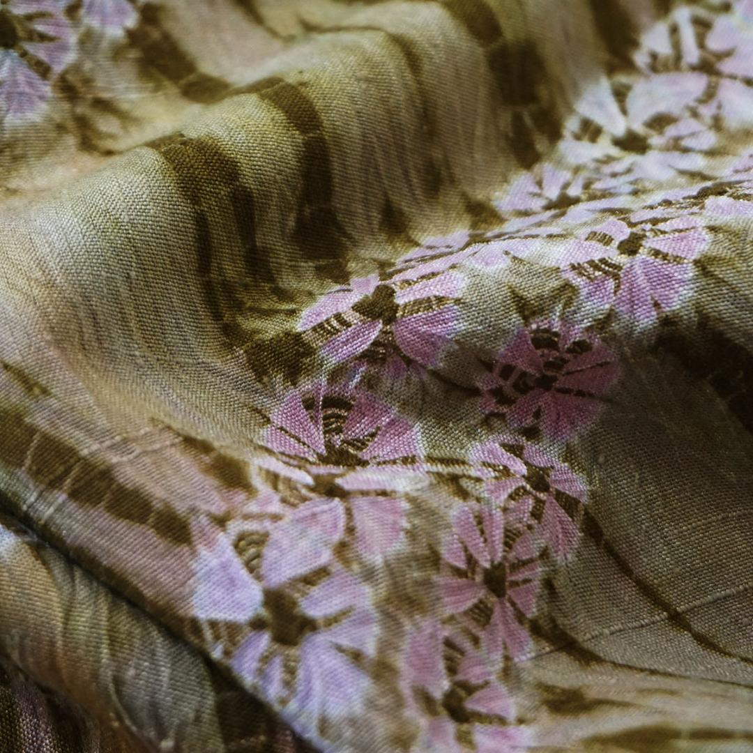 板締め絞り　正絹染紬　カジュアル　お洒落着　155cm　l862