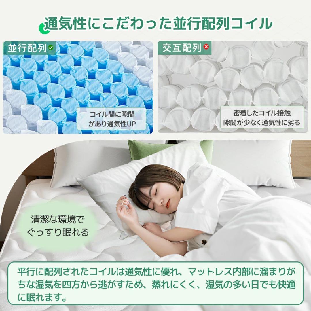 高密度ポケットコイルマットレス クイーン 厚さ18cm 体圧分散 やや硬め高反発