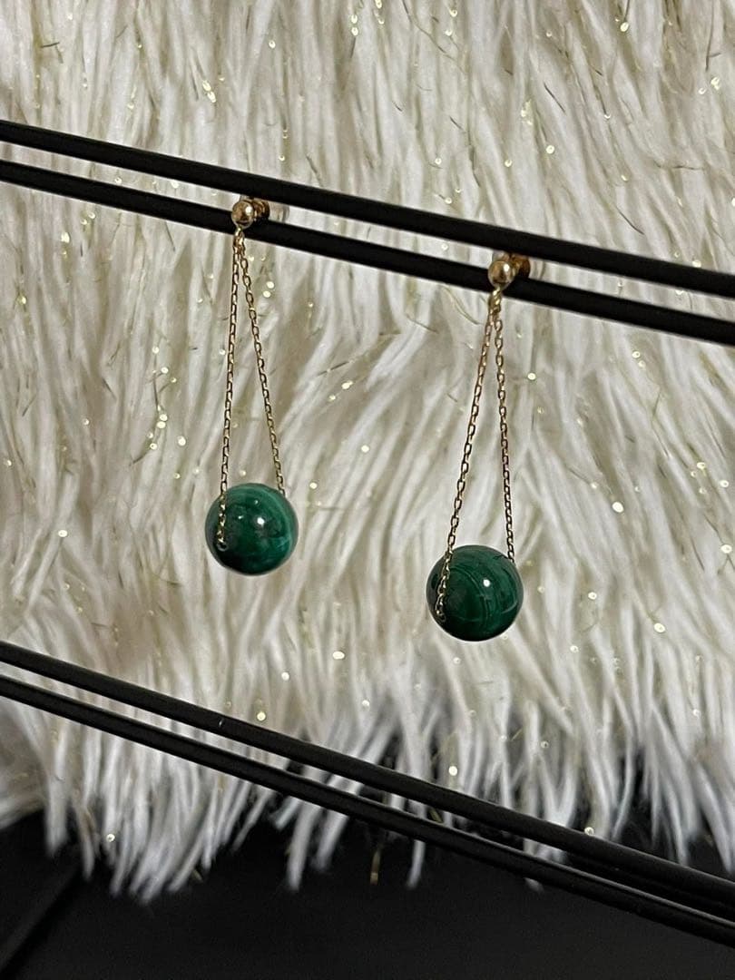 みつ様　純金K18マラカイト天然石2点