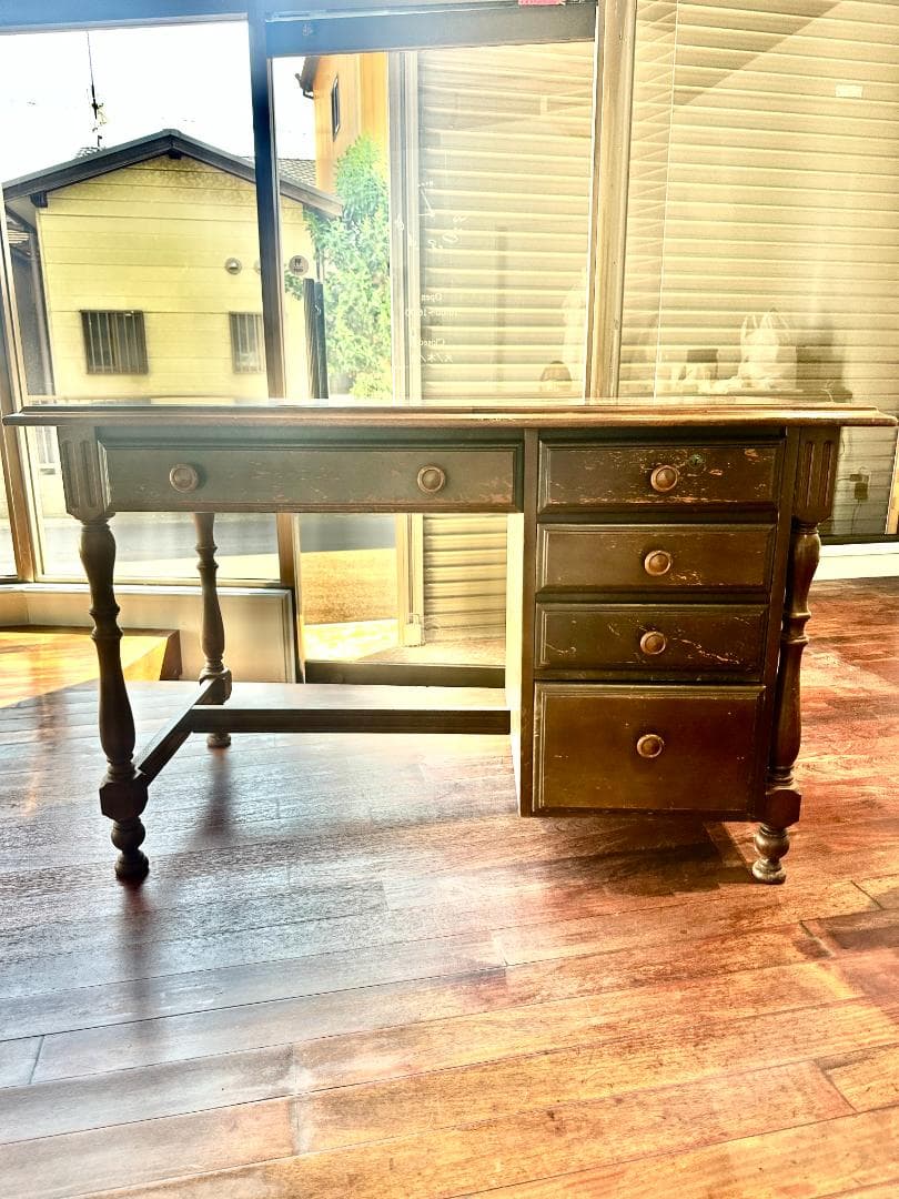 東海家具 ヴィンテージデスク 片袖 モダン クラシック サクラ材 書斎机 デスク