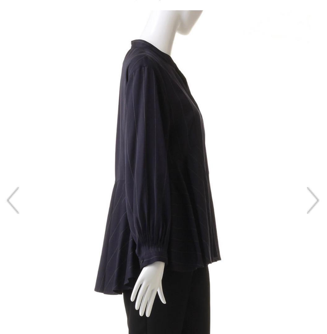 ブライトストライプキーネックブラウス　サイズ38　エブール　ebure