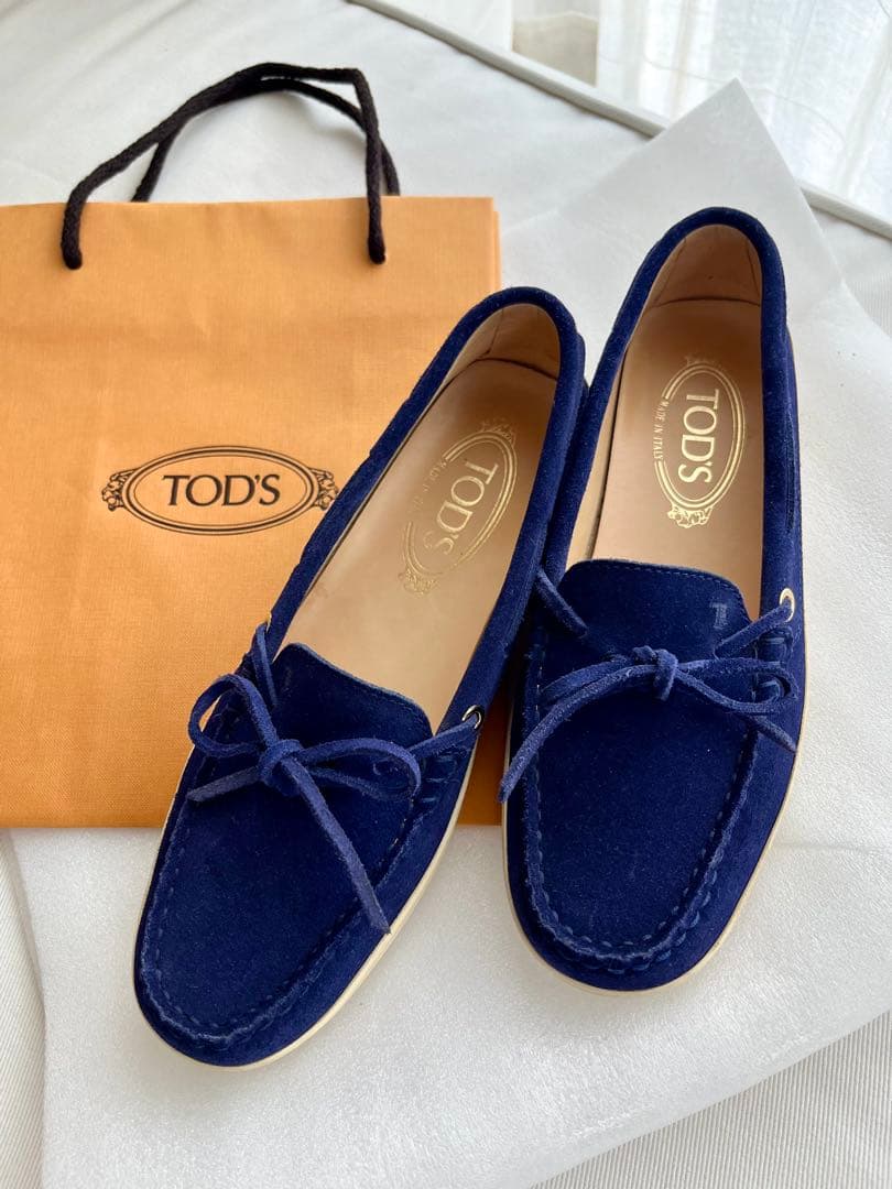 TOD'S ネイビー ローファー スエード 37 23.5cm