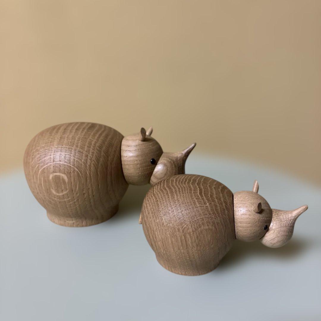 【新品】WOUD ウッド リナ ライノセラス ２体 ナチュラル デンマーク　北欧