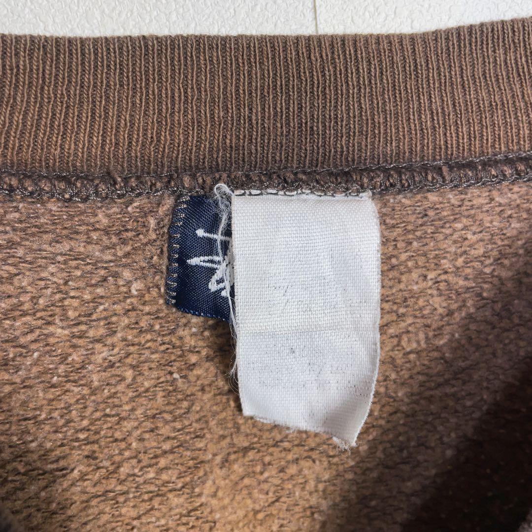 【超希少】ステューシー スウェット 90s スカル ワンポイント刺繍ロゴ 茶