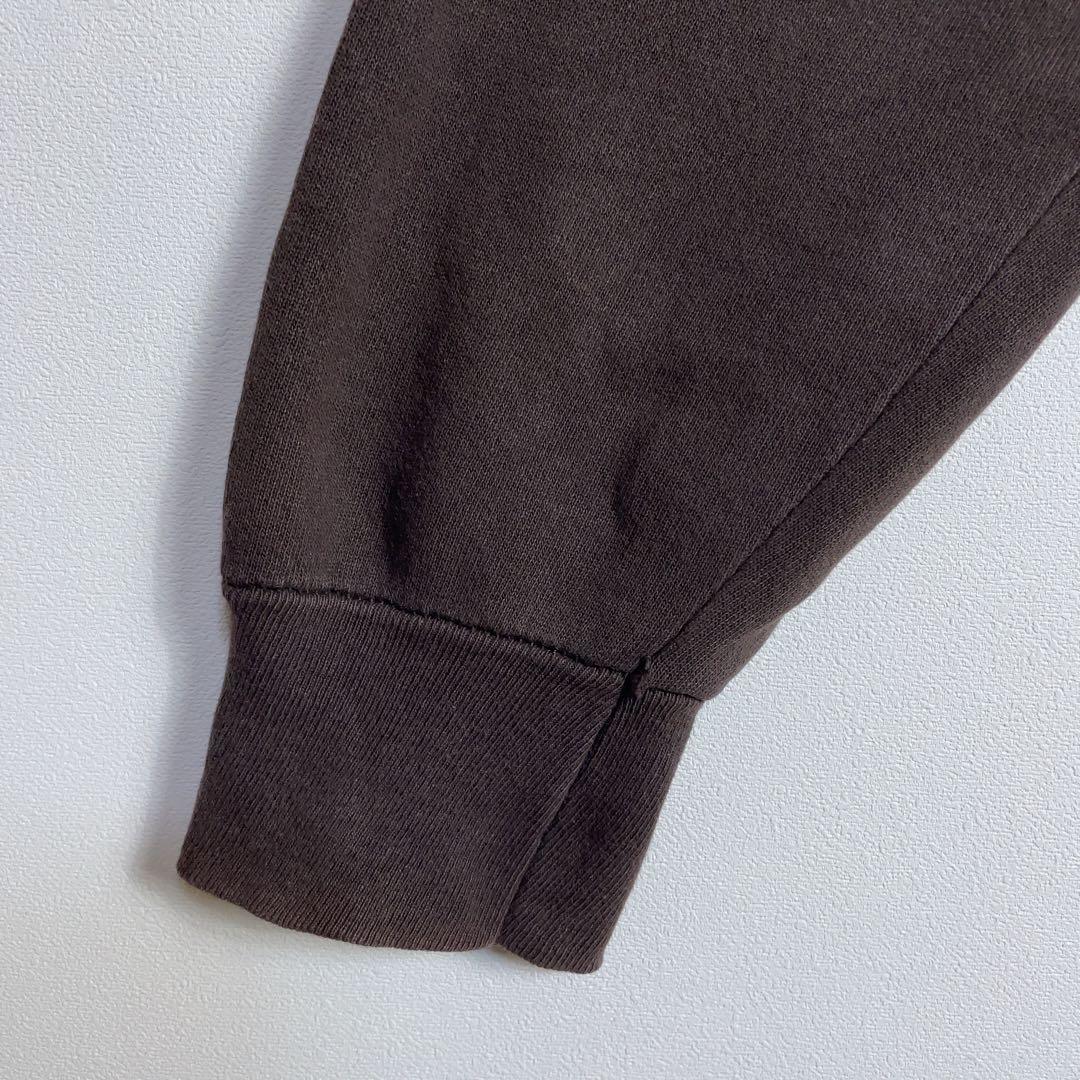 【超希少】ステューシー スウェット 90s スカル ワンポイント刺繍ロゴ 茶