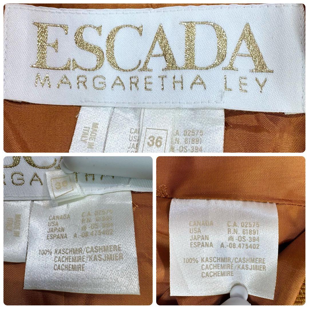 美品 ESCADA カシミヤ100% メガチェック柄 テーラードジャケット 36