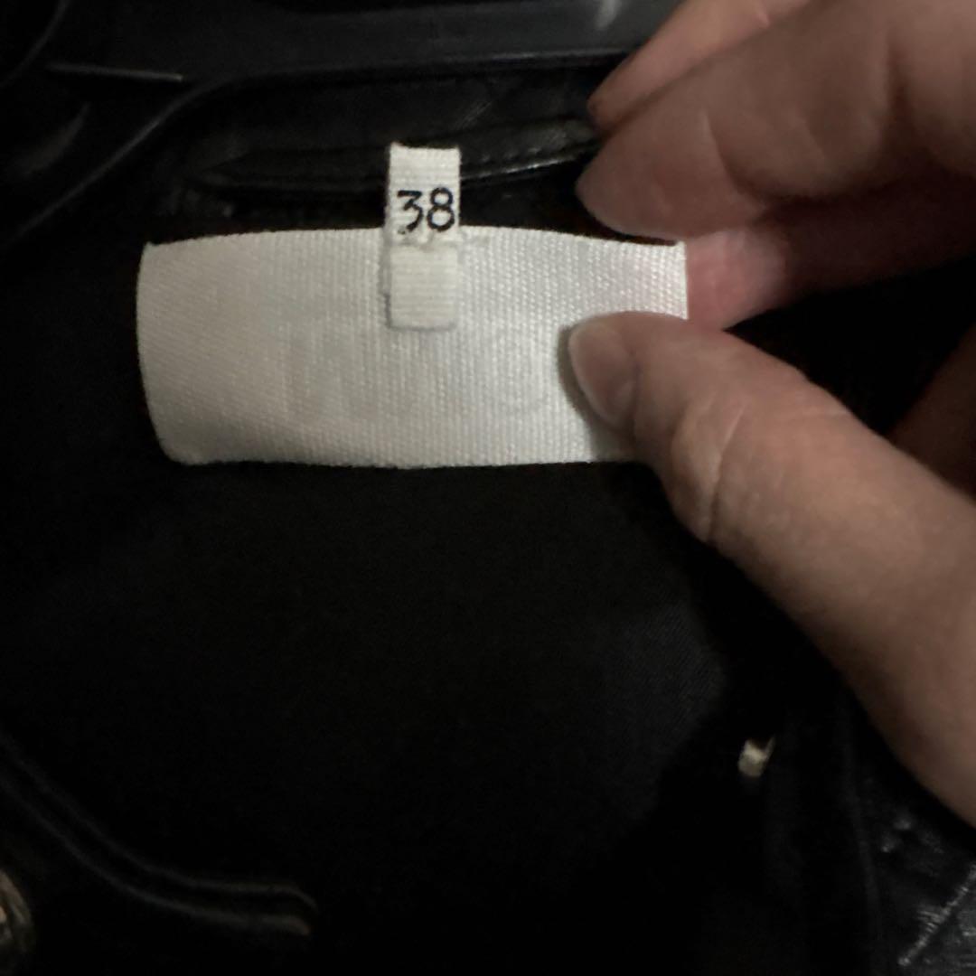 【38】MM6 メゾンマルジェラ ハの字 レザー ライダース ジャケット 黒