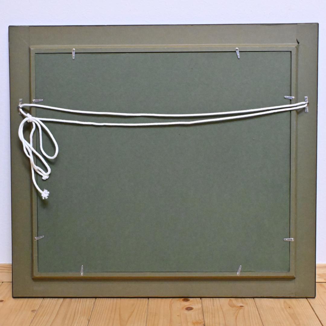 【額縁】F10☆木製油彩額・前面ガラス付き・こげ茶・木目・白・アンティーク