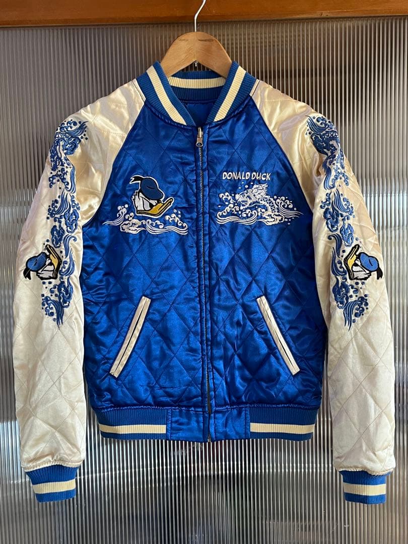 Disney ディズニー ドナルドダック スカジャン リバーシブル 刺繍 M