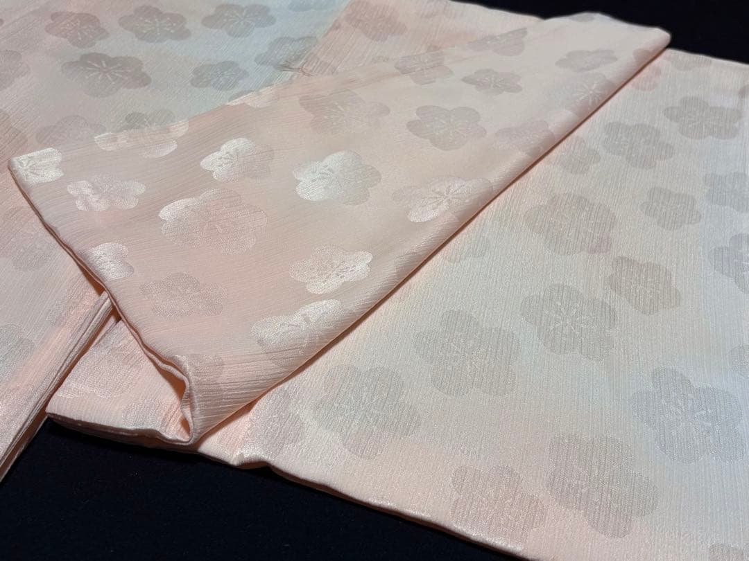 未使用品　和服　単衣　東レシルック　梅模様　無双.長襦袢(紐付)早い者勝ち