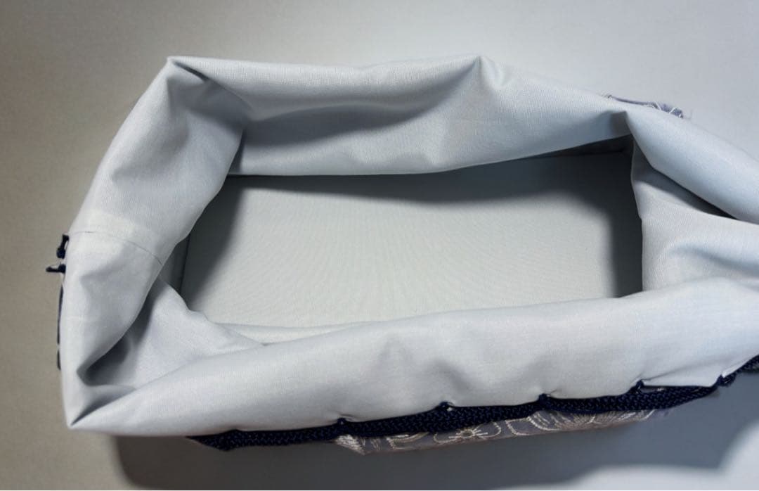 尺籠尺カゴ扇子籠　お座敷籠　巾着　着物生地　オーガンジー　カゴ巾着　浴衣　水色