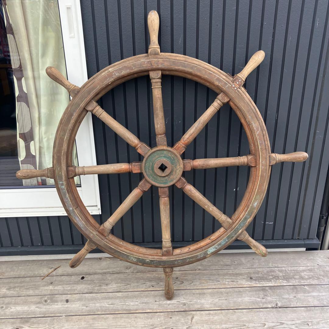 アンティーク 特大 木製舵輪 大型ラット 飾り ディスプレイ 古道具 ビンテージ