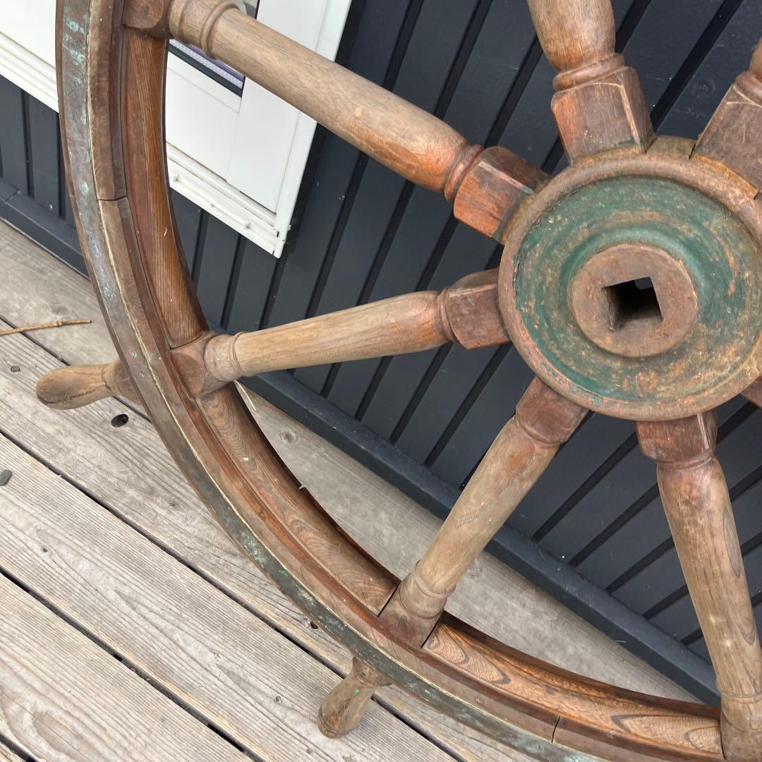 アンティーク 特大 木製舵輪 大型ラット 飾り ディスプレイ 古道具 ビンテージ