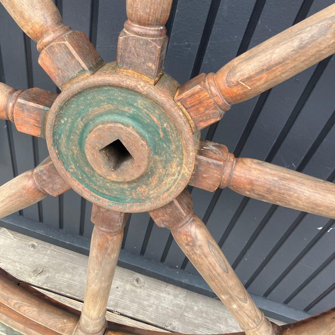 アンティーク 特大 木製舵輪 大型ラット 飾り ディスプレイ 古道具 ビンテージ