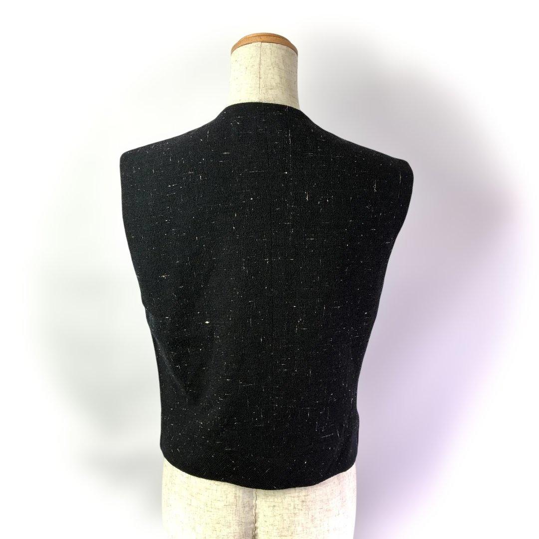 JIL SANDER ジルサンダー ベスト 黒 シルク混 ツイード調 レディース