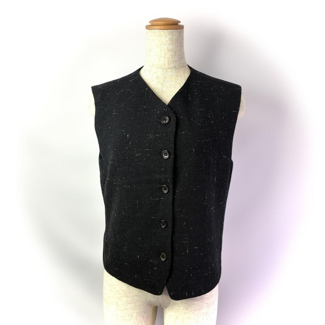 JIL SANDER ジルサンダー ベスト 黒 シルク混 ツイード調 レディース