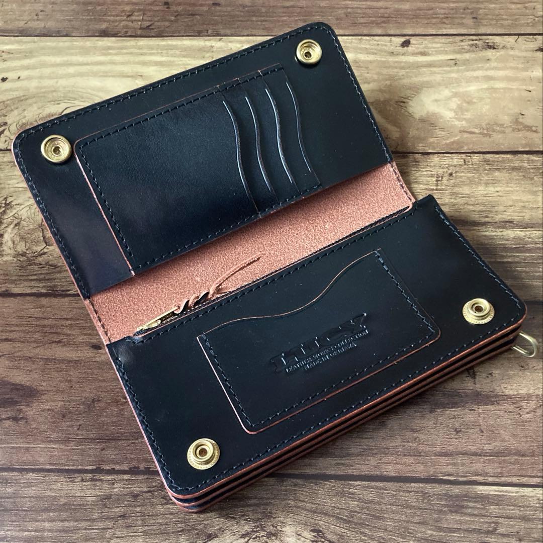 【サビオラ様ご確認用】トラッカーウォレット 新喜皮革 ホースハイド 茶芯ブラック