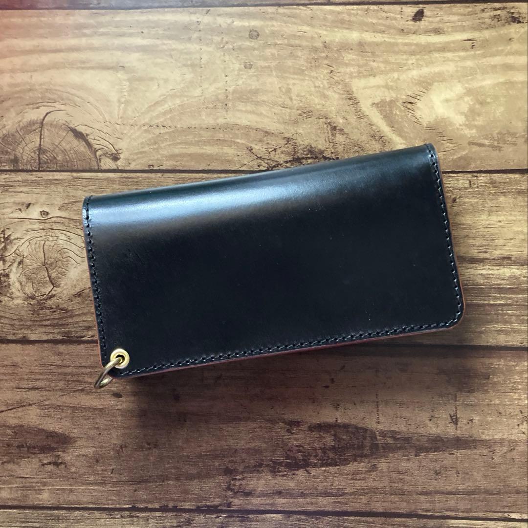 【サビオラ様ご確認用】トラッカーウォレット 新喜皮革 ホースハイド 茶芯ブラック