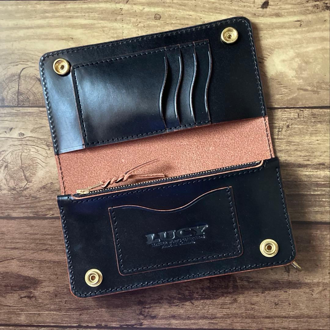 【サビオラ様ご確認用】トラッカーウォレット 新喜皮革 ホースハイド 茶芯ブラック