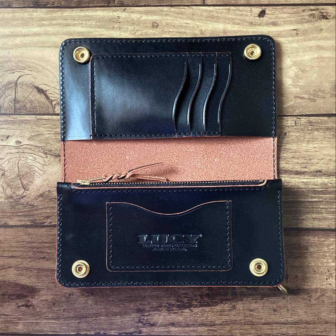 【サビオラ様ご確認用】トラッカーウォレット 新喜皮革 ホースハイド 茶芯ブラック