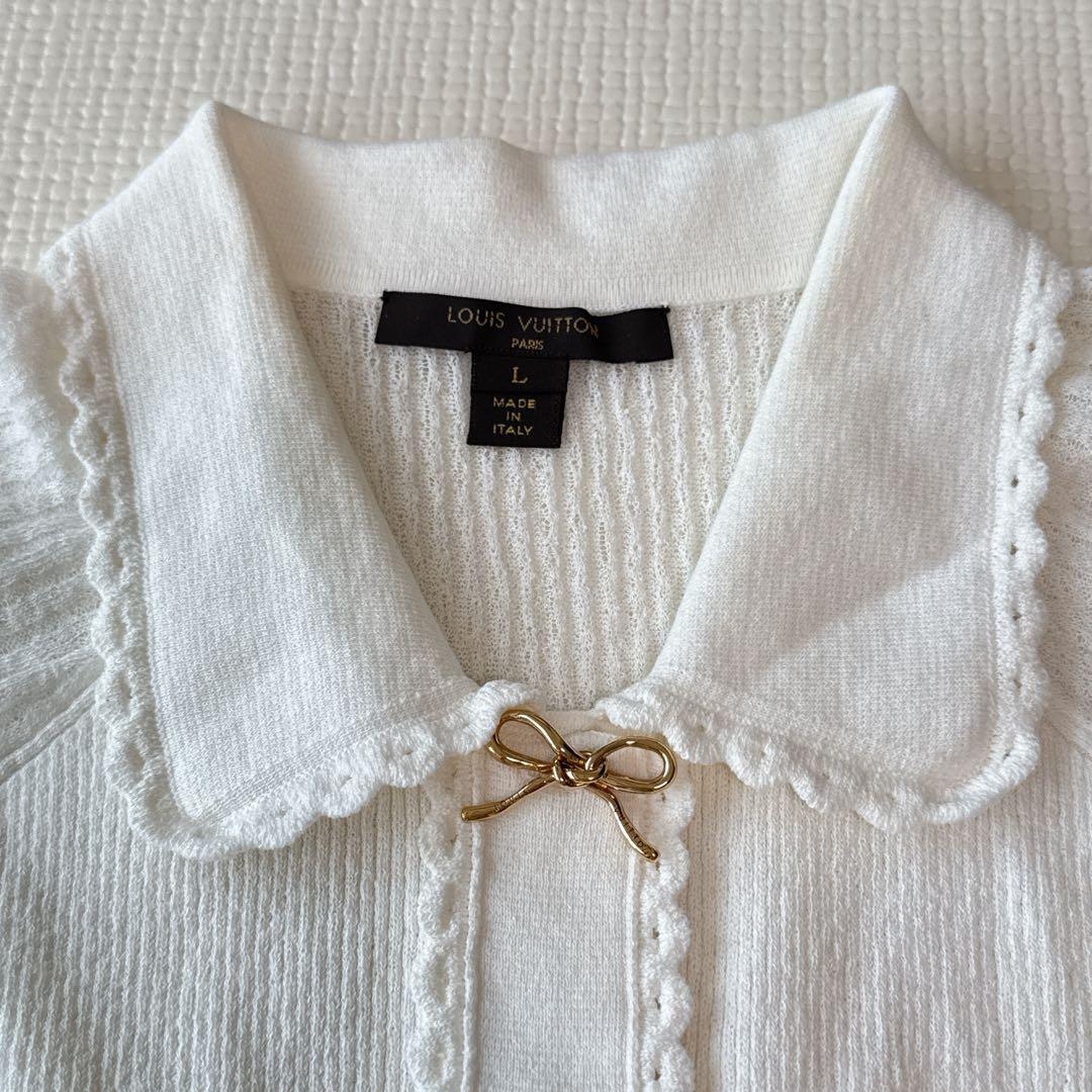 LOUIS VUITTON 半袖Tシャツ Lサイズ　ホワイト　ゴールド　リボン