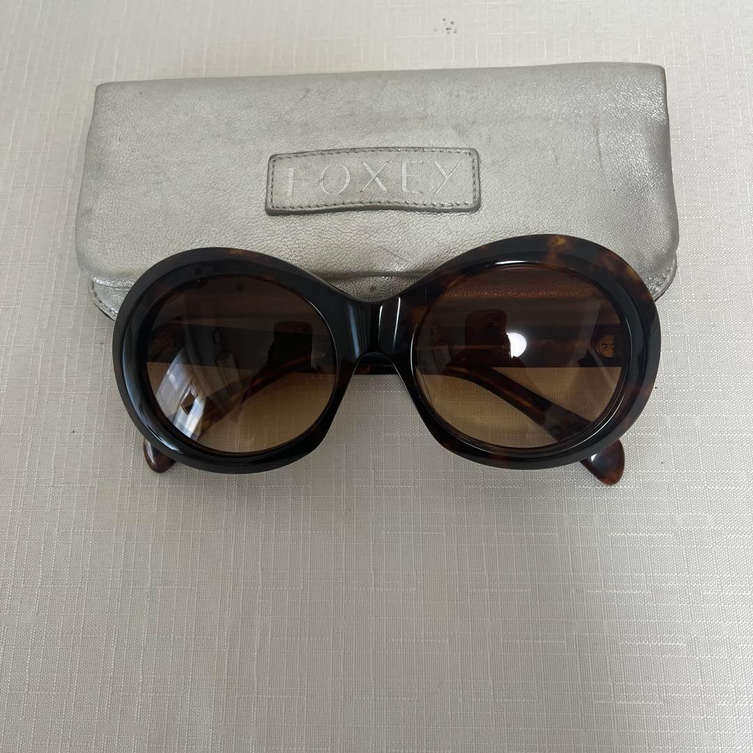 FOXEY ブラウンラウンドサングラス ケース付き