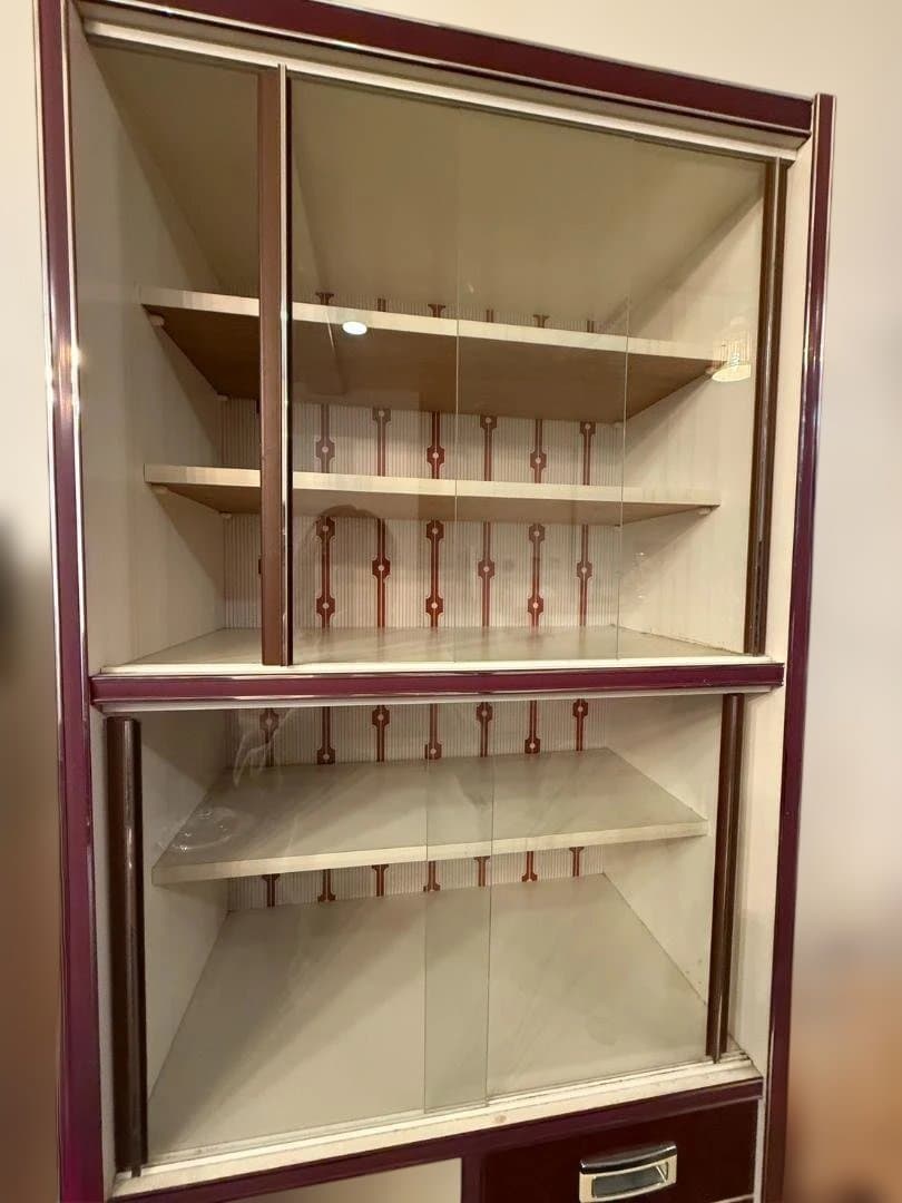 昭和レトロ 食器棚 ガラスキャビネット 木製 キッチン収納 ヴィンテージ 古家具