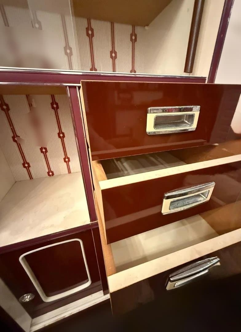 昭和レトロ 食器棚 ガラスキャビネット 木製 キッチン収納 ヴィンテージ 古家具