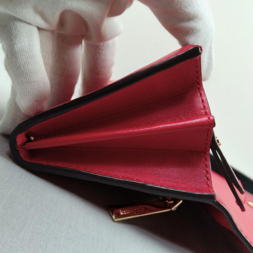 未使用ケイトスペード★ハートターンロックフラップウォレット カーフレザー本革 赤