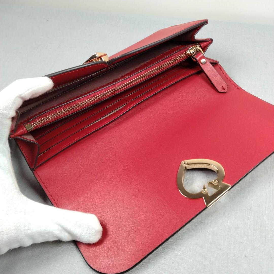 未使用ケイトスペード★ハートターンロックフラップウォレット カーフレザー本革 赤