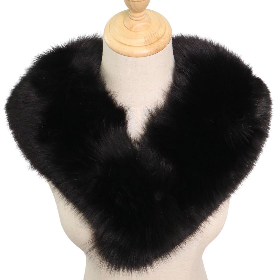 【極美品】ジョセフィーヌ銀座 フォックスファー ティペット 黒 高級毛皮 防寒