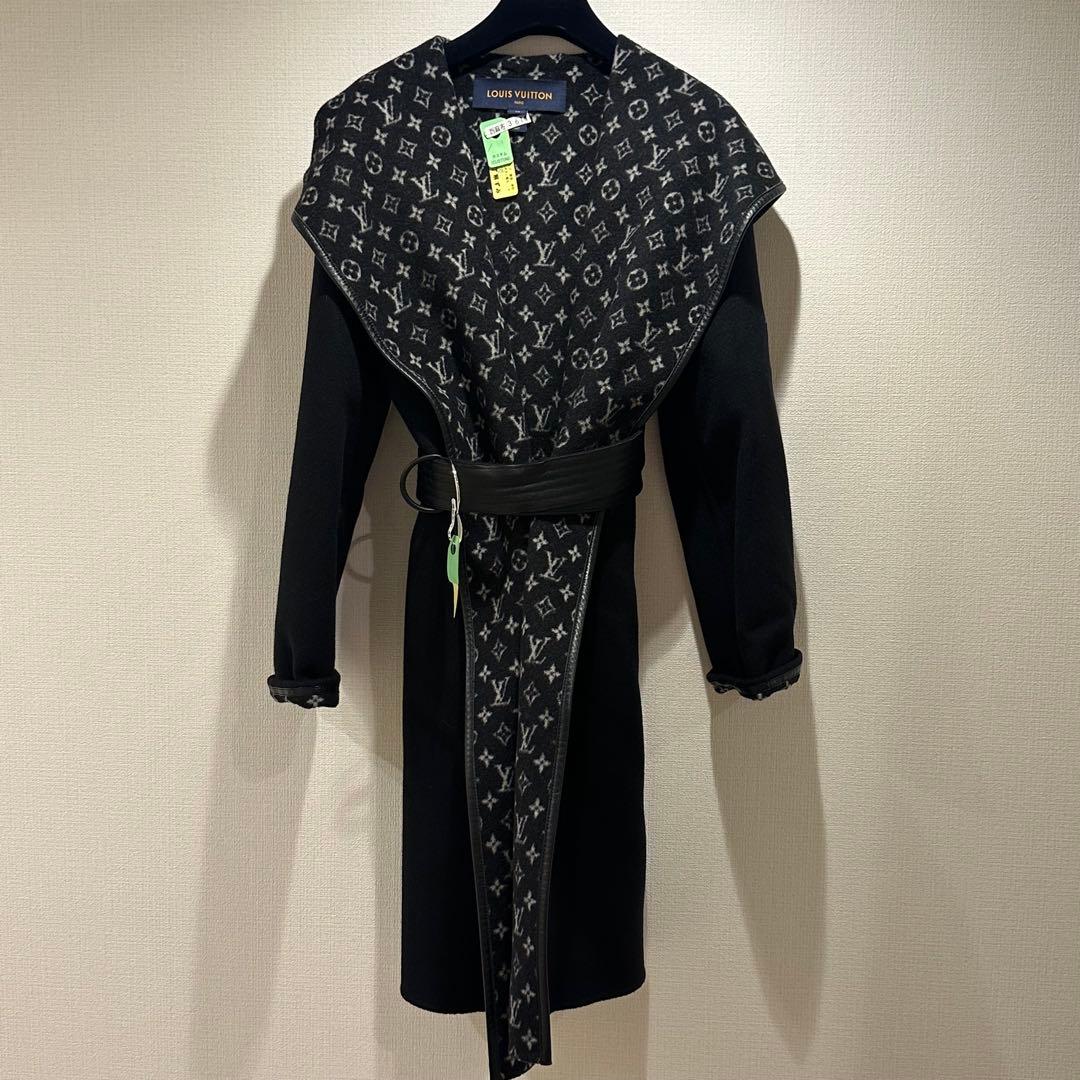 【美品】稀少サイズ LOUIS VUITTON フーデッドラップコート