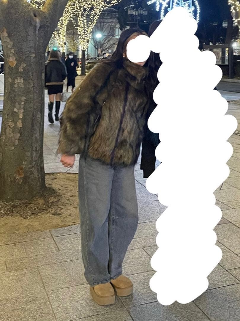 MURUA フェイクファーラインジャガードコート