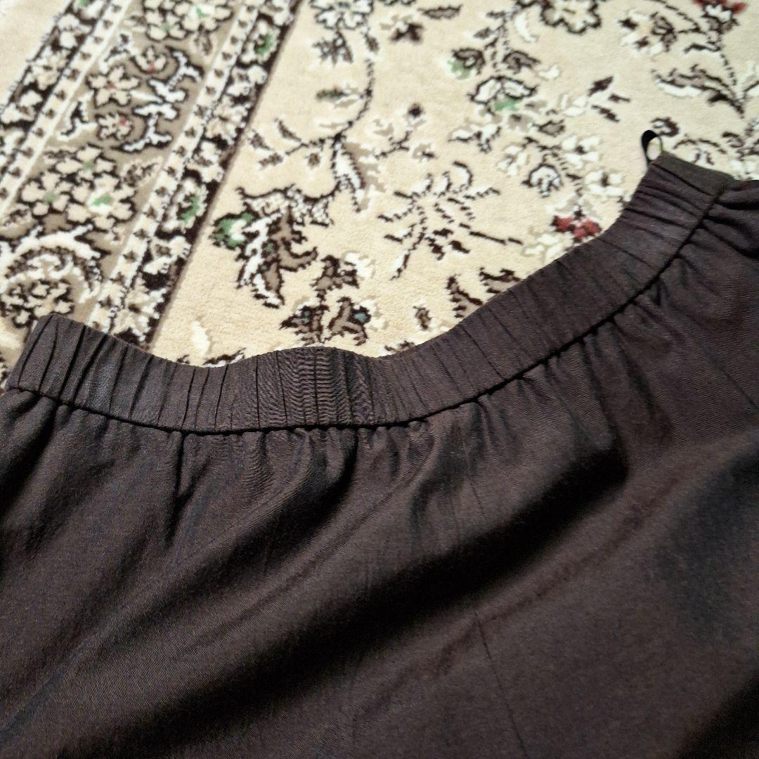 慈雨　センソユニコ　茶染ブラウン ワイドパンツ　段差二重裾　ガウチョ