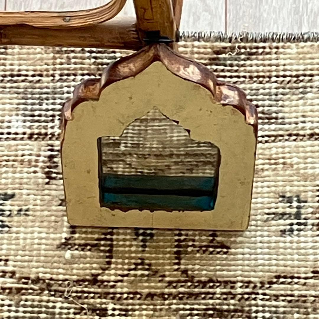 キャラメルベージュ55×119✳︎フラワー　L字デザイン　トルコヴィンテージラグ