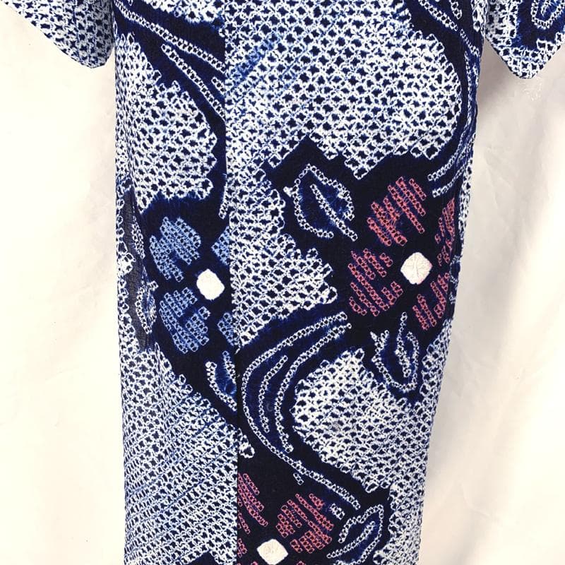 〇【最終値下げ】406mk20〇有松鳴海絞り 浴衣 花文 ややふくよか〇美品