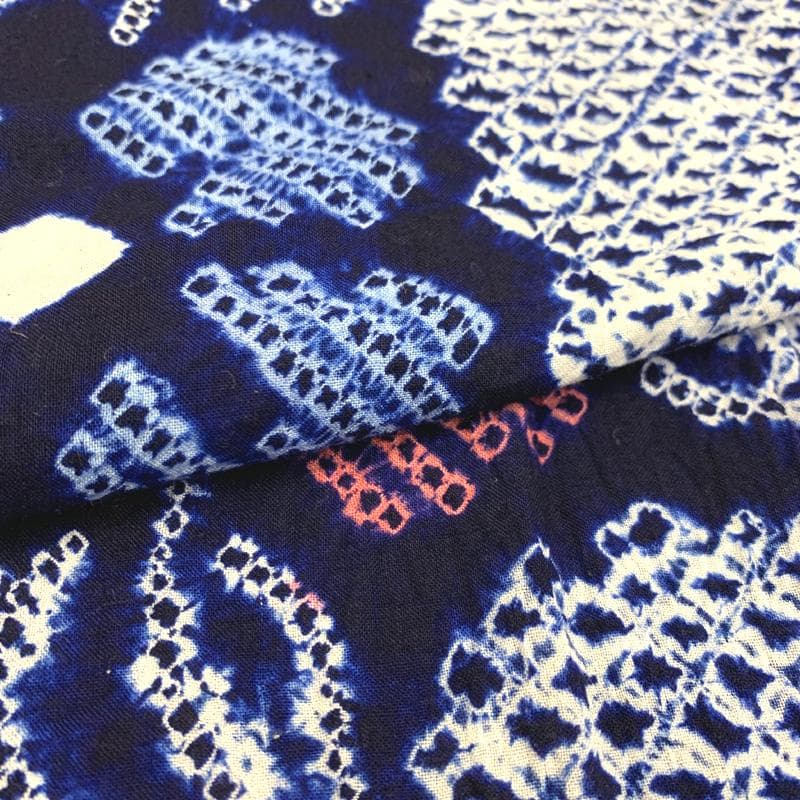 〇【最終値下げ】406mk20〇有松鳴海絞り 浴衣 花文 ややふくよか〇美品