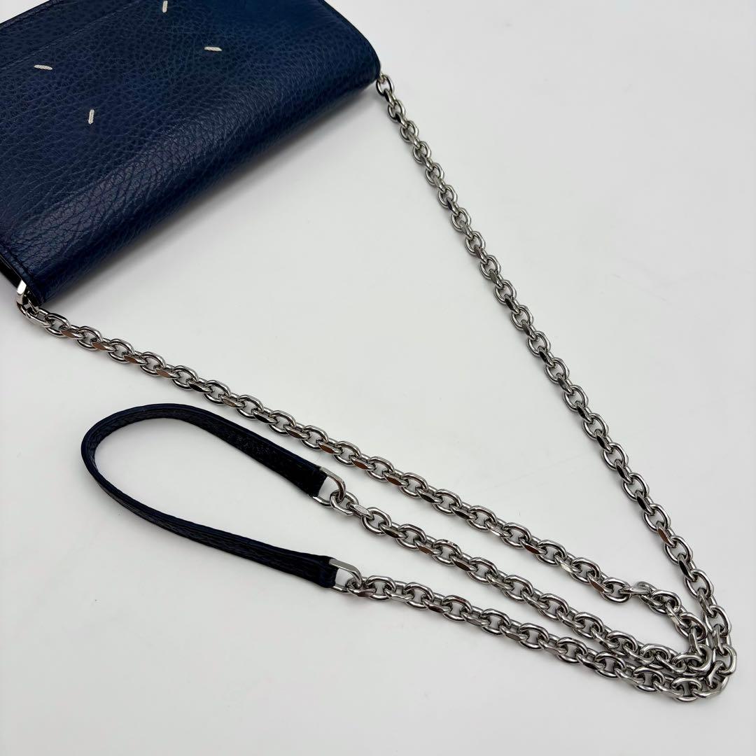 メゾンマルジェラ チェーンウォレット ショルダーバッグ ネイビー レザー