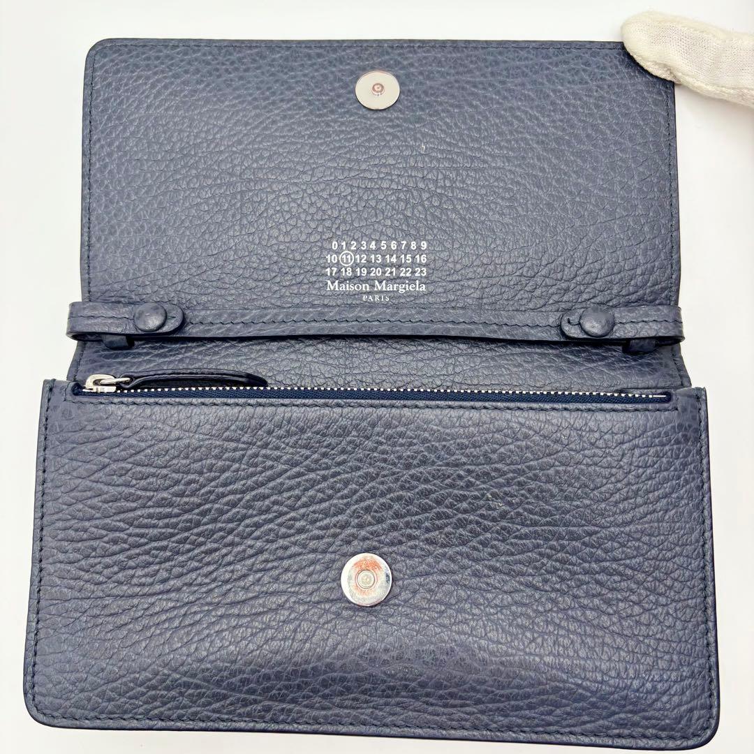 メゾンマルジェラ チェーンウォレット ショルダーバッグ ネイビー レザー