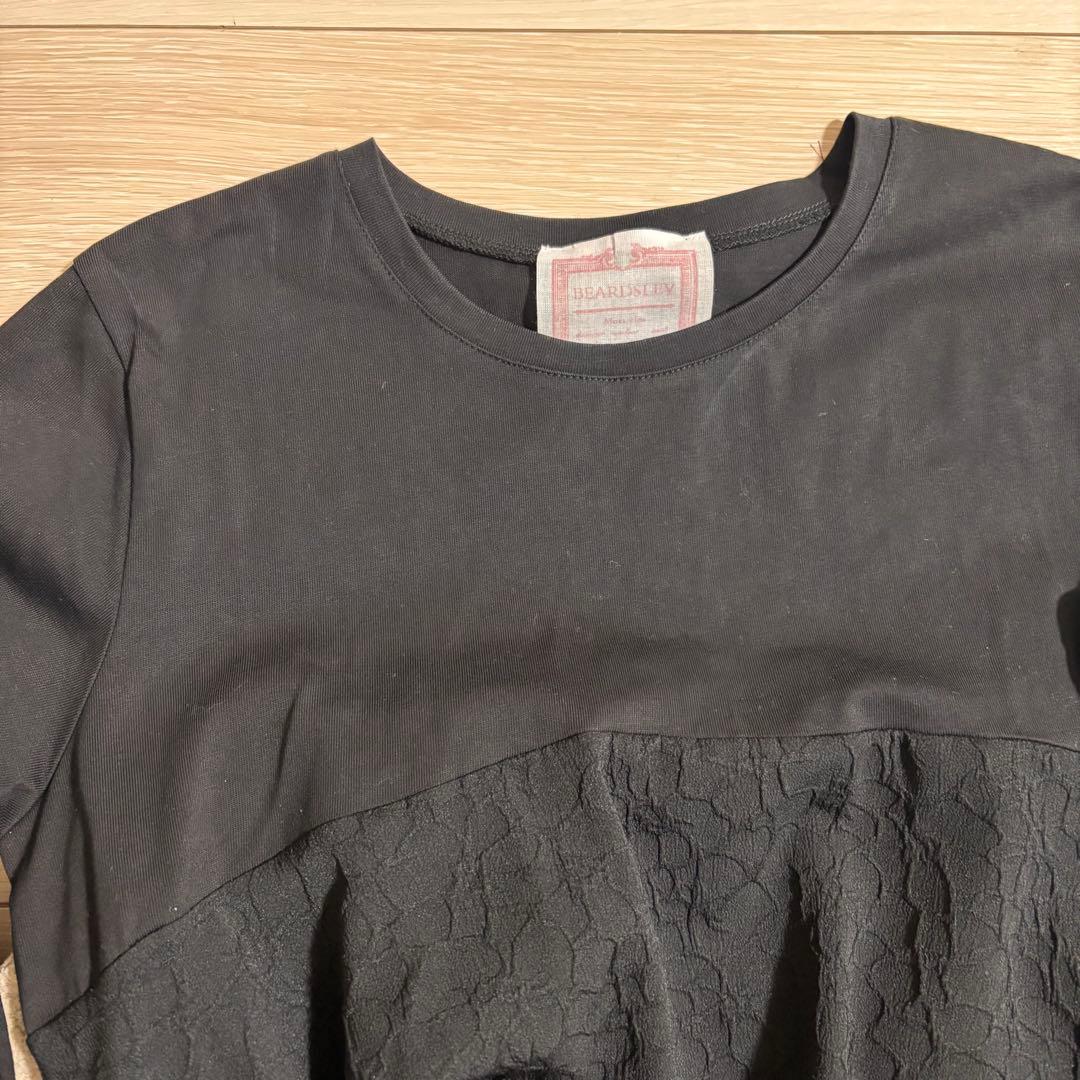 未使用級✨BEARDSLEY 人気　ジャガード マルワンピ バルーン ロング 黒