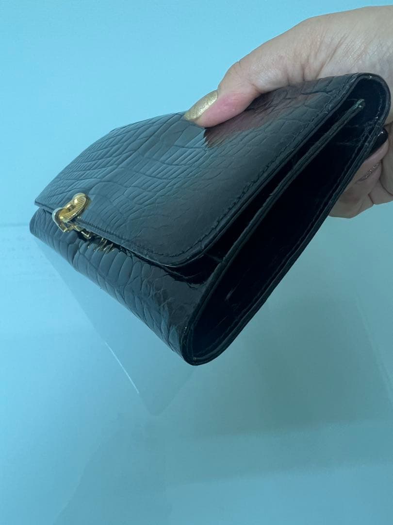 希少★GINO TROMBA シャインクロコダイル ショルダー付クラッチバッグ